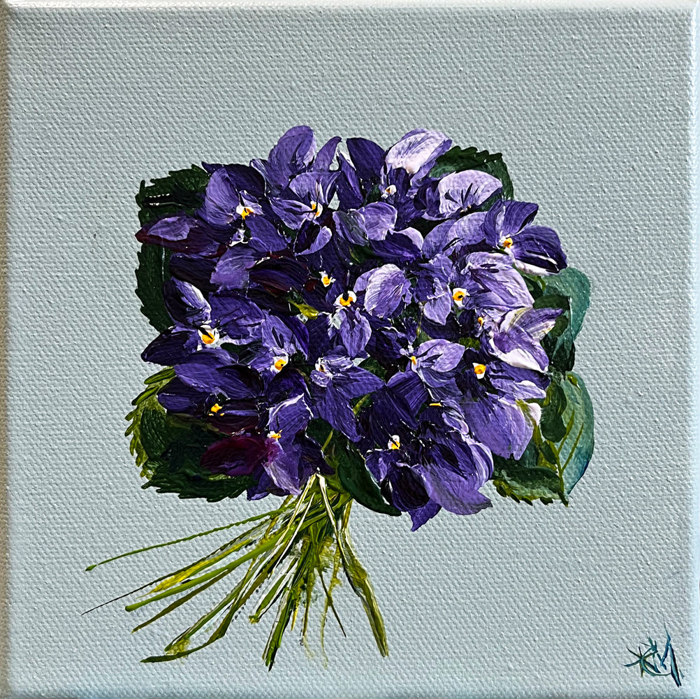 'February Birth Fleur Violets' #1698 roslynmary art.