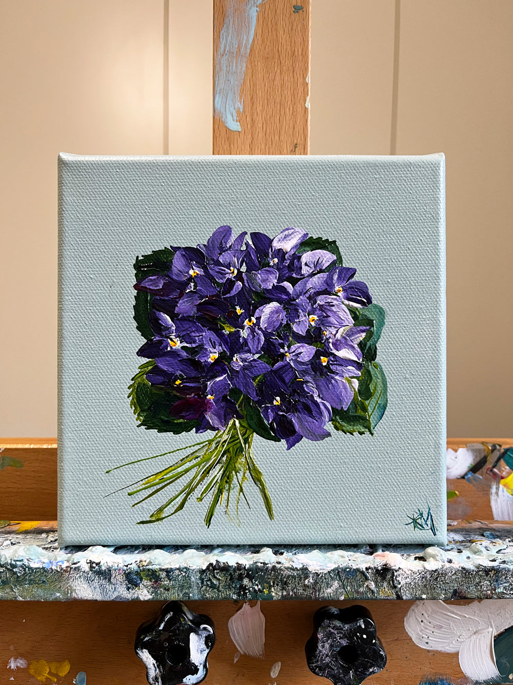 'February Birth Fleur Violets' #1698mockup roslynmary art.