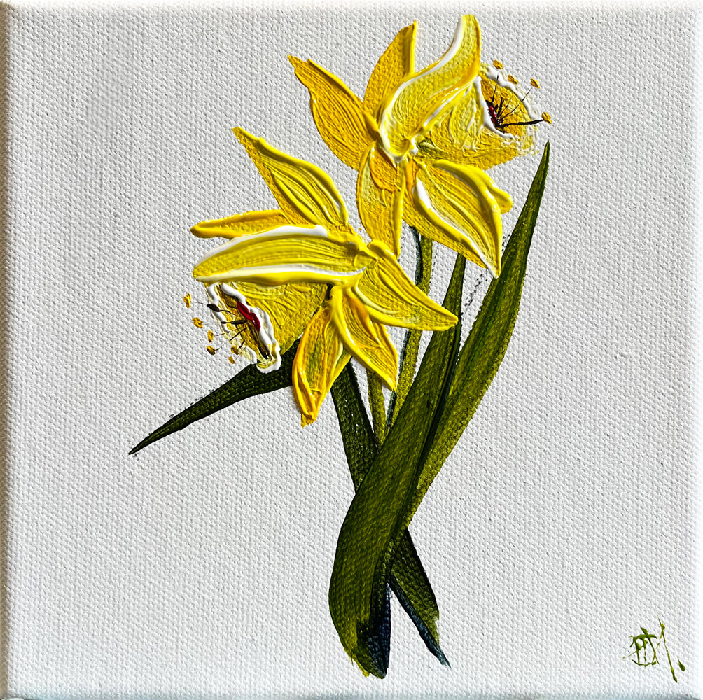 'March Birth Fleur Daffodils' #1699 roslynmary art.