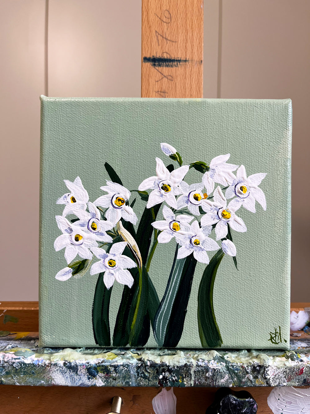 'Narcissus the Green and White One' #1723mockup roslynmary art.