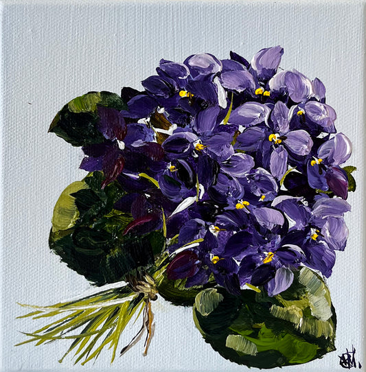 'February Birthday Fleur Violets' #1724 roslynmary art.