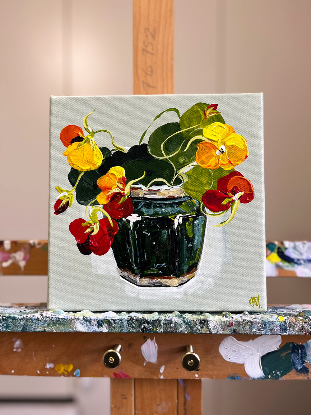 'My Ginger Jar and Busy Nasturtiums' #1733mockup roslynmary art.