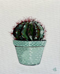 Cactus in Green Pot Painted in Acrylic on Cotton Canvas roslynmary art.