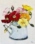 Poppies in Tea Painted in Acrylic on Cotton Canvas roslynmary art.