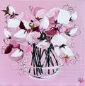 Painting of Sweet Peas in Glass Vase Painted in Acrylic on Stretched Canvas roslynmary art.