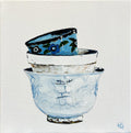 Painting of Stacked Bowls Painted in Acrylic on Stretched Canvas roslynmary art.