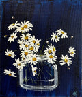 Painting of Daisies in Glass Jar Painted in Acrylic on Cotton Canvas roslynmary art.