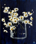 Painting of Daisies in Glass Jar Painted in Acrylic on Cotton Canvas roslynmary art.