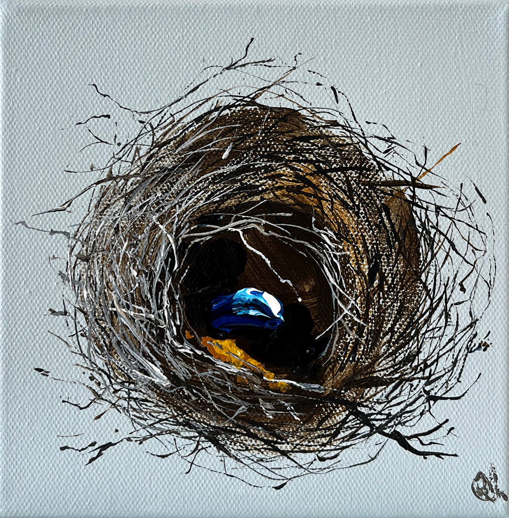 Nest Painted in Acrylic on Stretched Canvas roslynmary art.