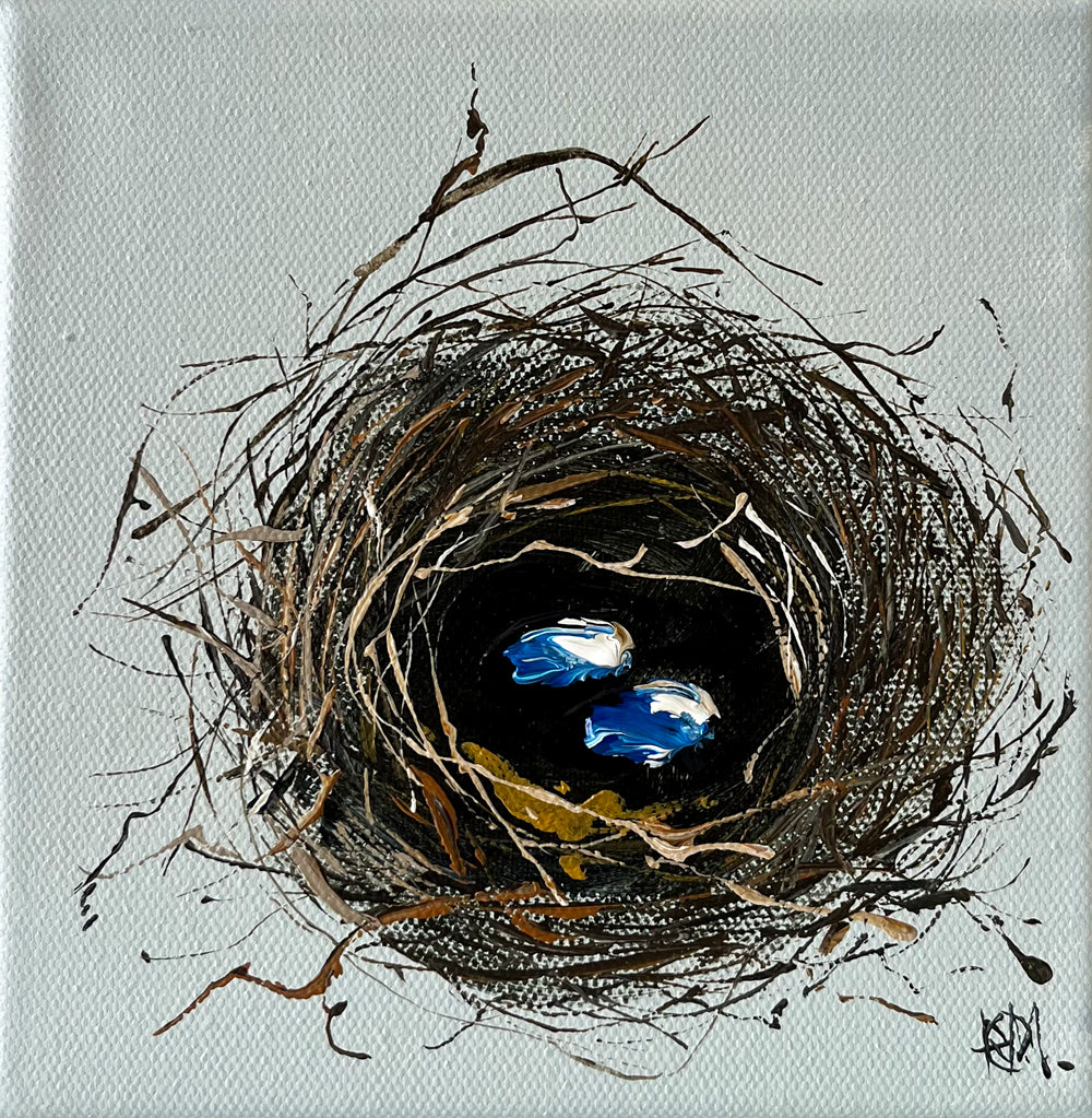 Nest Painted in Acrylic on Stretched Canvas roslynmary art.