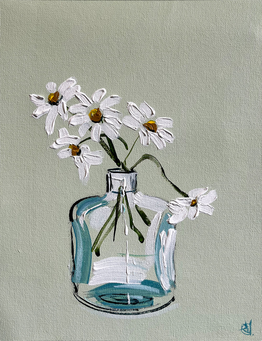 Roses in Vase Painted in Acrylic on Cotton Canvas roslynmary art.