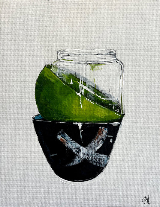 Painting of a Stack of Bowls Painted in Acrylic on Cotton Canvas roslynmary art.