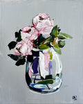 Painting of Pink Roses Painted in Acrylic on Canvas Board roslynmary art.