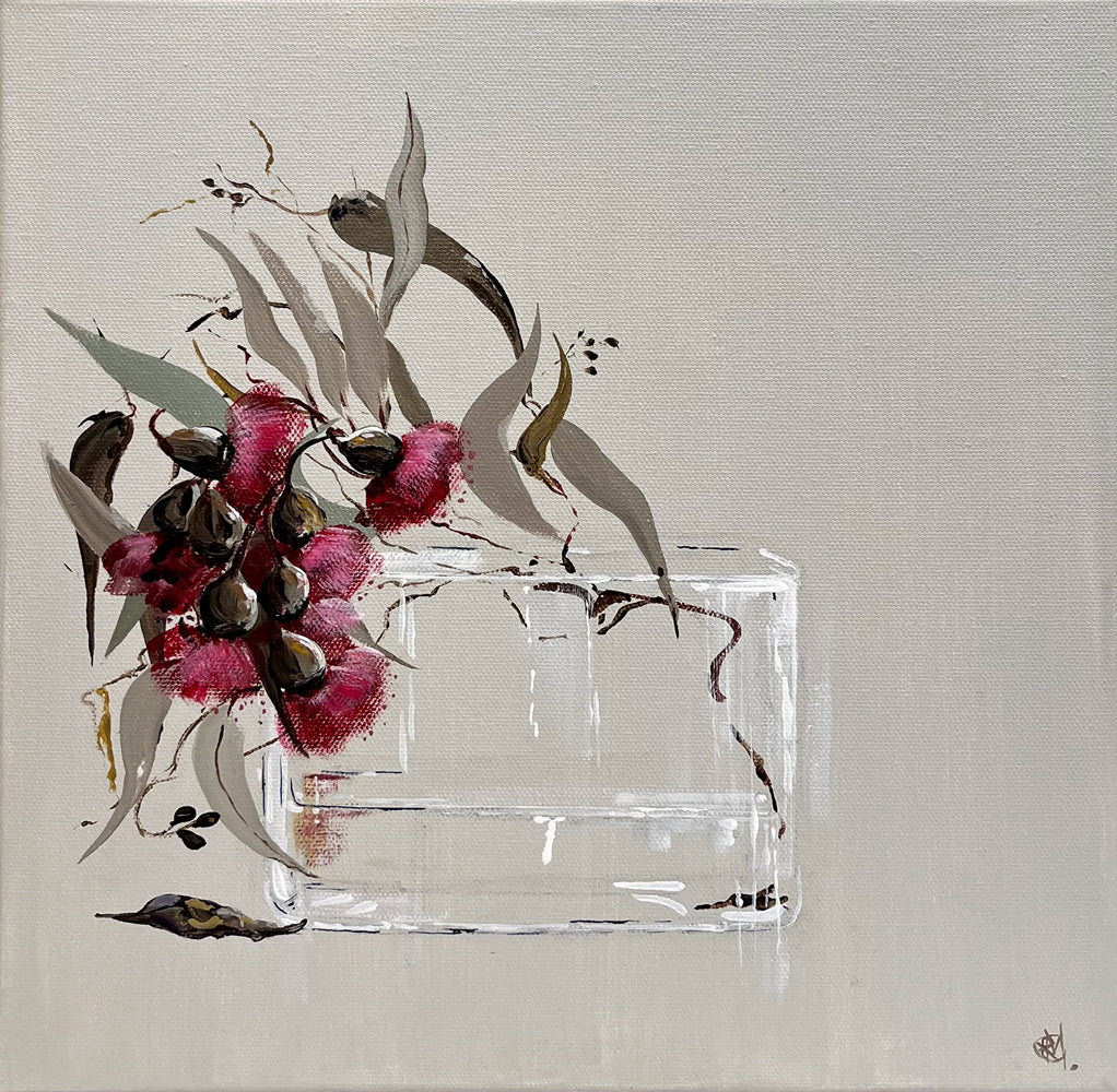 Painting of Eucalypt Blossom Painted in Acrylic on Stretched Canvas roslynmary art.