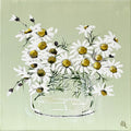 Painting of Daisies in Glass Vase Painted in Acrylic on Stretched Canvas roslynmary art.