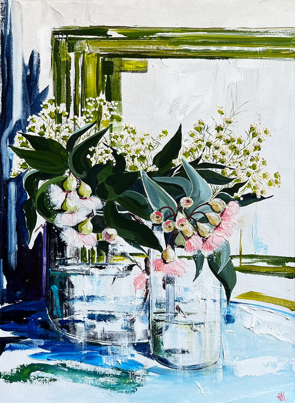 Painting of Eucalypt Blossoms Painted in Acrylic on Cotton Canvas roslynmary art.
