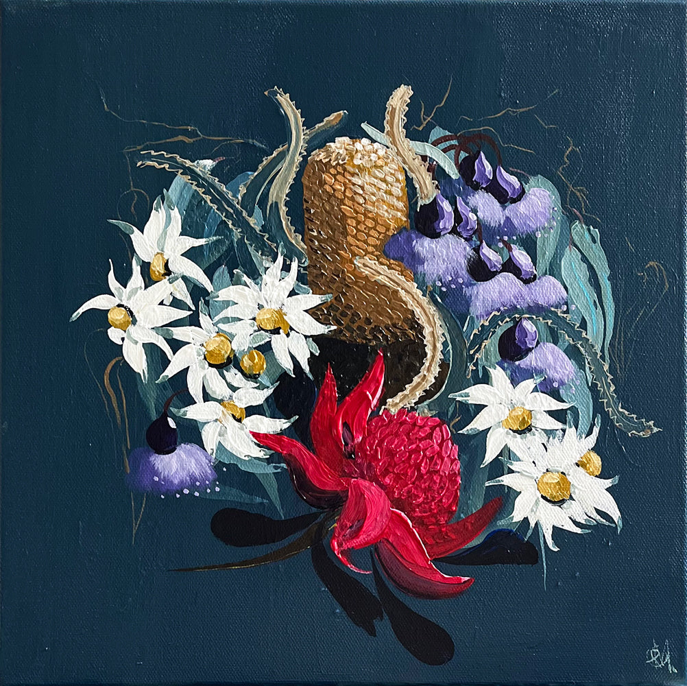 Painting of Native Flowers Painted in Acrylic on Stretched Canvas roslynmary art.