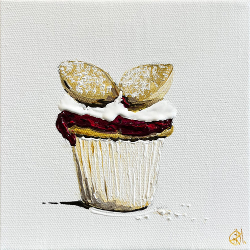 Painting of Angel Cupcake Painted in Acrylic on Stretched Canvas roslynmary art.