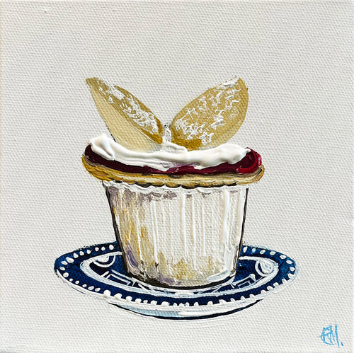 Painting of Angel Cupcake Painted in Acrylic on Stretched Canvas roslynmary art.