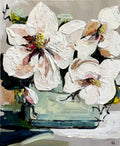 Painting of Magnolias in Vase Painted in Acrylic on Cotton Canvas roslynmary art.