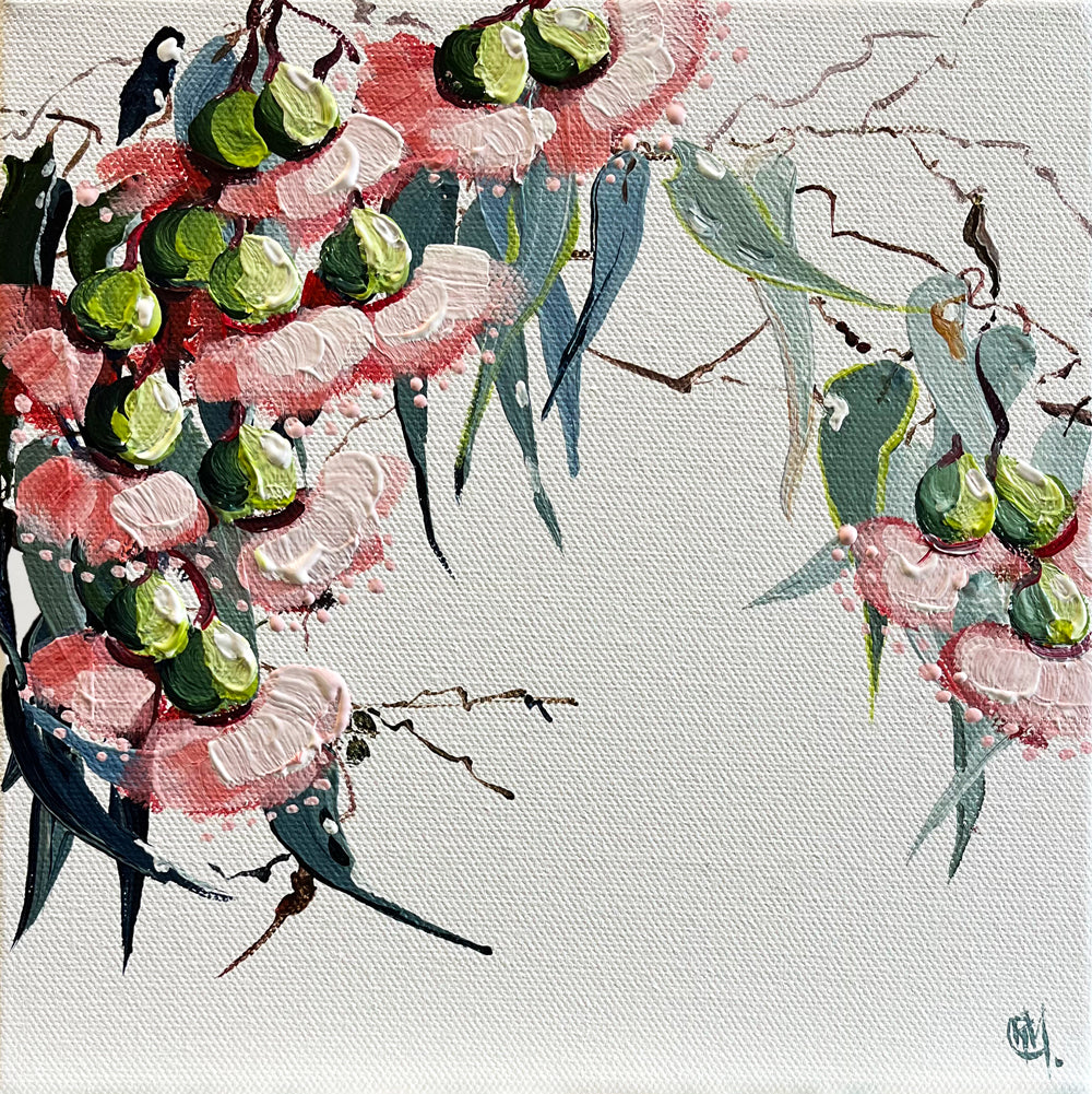 Painting of Eucalypt Blossoms Painted in Acrylic on Stretched Canvas roslynmary art.
