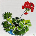 Painting of Red Geranium Painted in Acrylic on Stretched Canvas roslynmary art.