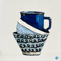 Painting of a Stack of Ceramic Cups Painted in Acrylic on Stretched Canvas roslynmary art.