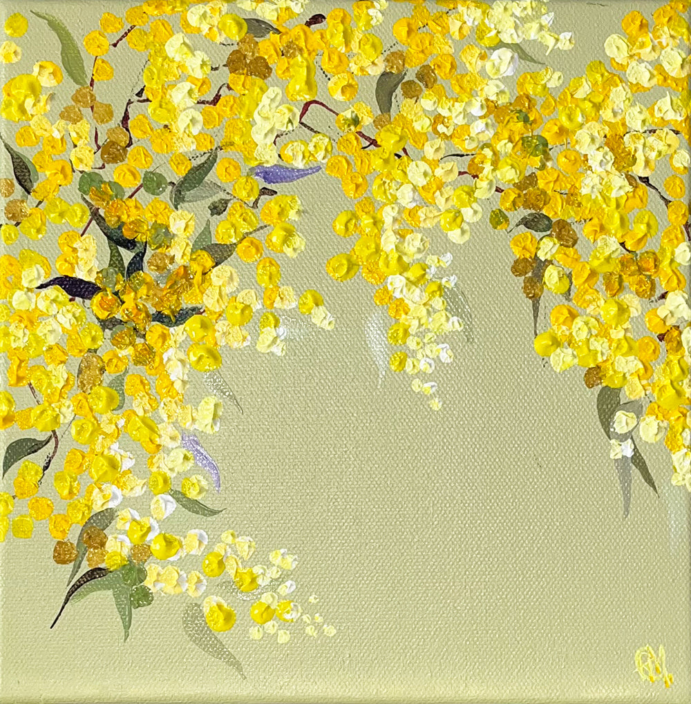 Painting of Wattle Painted in Acrylic on Stretched Canvas roslynmary art.