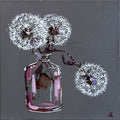 Painting of Dandelions in Glass Bottle Painted in Acrylic on Stretched Canvas roslynmary art.