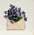 Painting of Envelope filled with Violets Painted in Acrylic on Stretched Canvas roslynmary art.