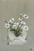 Painting of Daisies in Envelope Painted in Acrylic on Cotton Canvas roslynmary art.