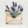 Painting of Envelope filled with Lavender Painted in Acrylic on Stretched Canvas roslynmary art.