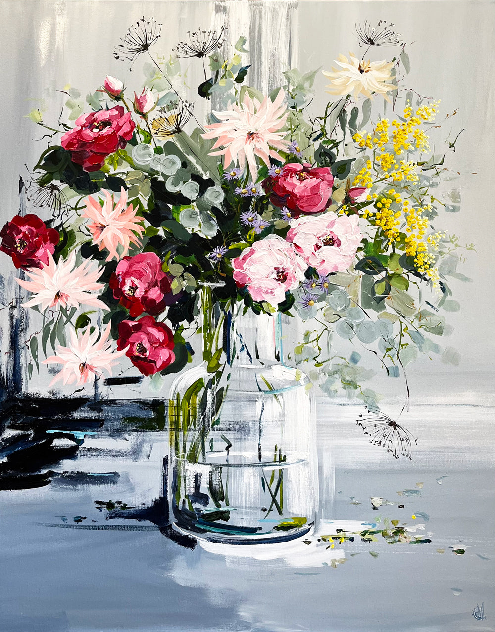 Painting of Native Flower Bouquet Painted in Acrylic on Stretched Canvas roslynmary art.