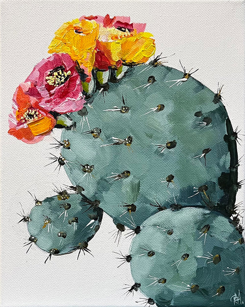 Painting of Flowing Cactus Painted in Acrylic on Stretched Canvas roslynmary art.