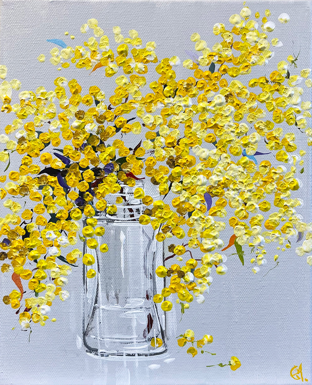 Painting of Golden Wattle Painted in Acrylic on Stretched Canvas roslynmary art.