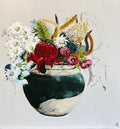 Painting of Native Australian Flowers in Ceramic Jar Painted in Acrylic on Stretched Canvas roslynmary art.