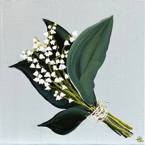 Painting of White Snow Drops Painted in Acrylic on Stretched Canvas roslynmary art.