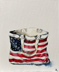 Painting of Star Spangled American Flag Stars and Stripes Tote Bag Painted in Acrylic on Canvas Board roslynmary art.