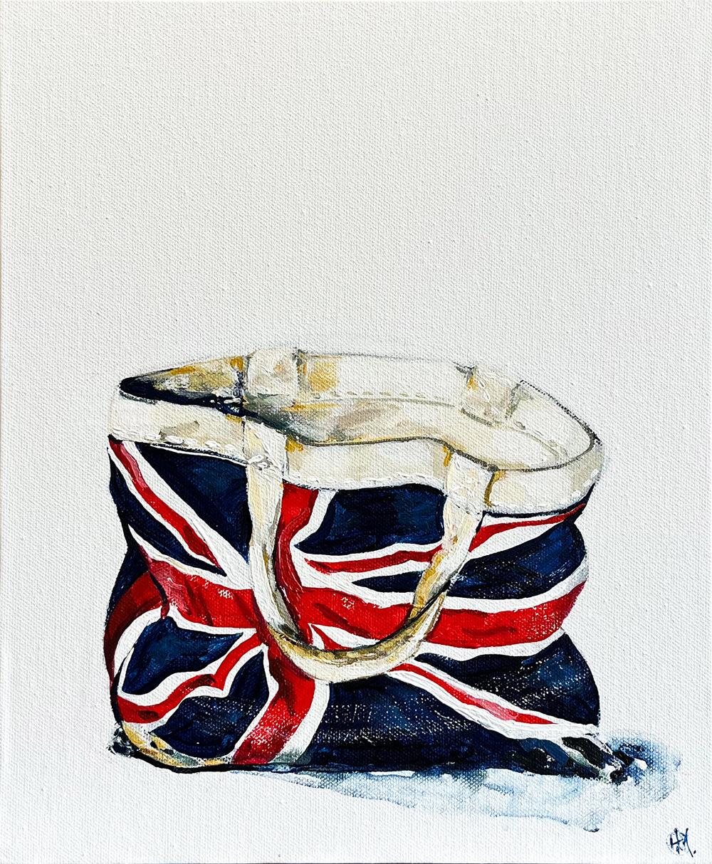 Painting of Union Jack Flag Tote Bag Painted in Acrylic on Canvas Board roslynmary art.