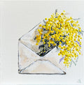 Painting of Golden Wattle in Envelope Painted in Acrylic on Stretched Cotton Canvas roslynmary art.