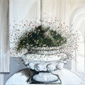 Painting of Beach Daisies in White Ceramic Vase Painted in Acrylic on Stretched Canvas roslynmary art.