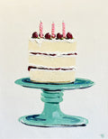 Painting of Cake on Stand Painted in Acrylic on Cotton Canvas roslynmary art.
