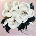 Painting of White Magnolias on Pink Background Painted in Acrylic on Stretched Canvas roslynmary art.