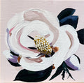 Painting of White Magnolia on Pale Pink Background Painted in Acrylic on Stretched Canvas roslynmary art.