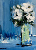 Painting of White Roses in Vase Painted in Acrylic on Cotton Canvas roslynmary art.